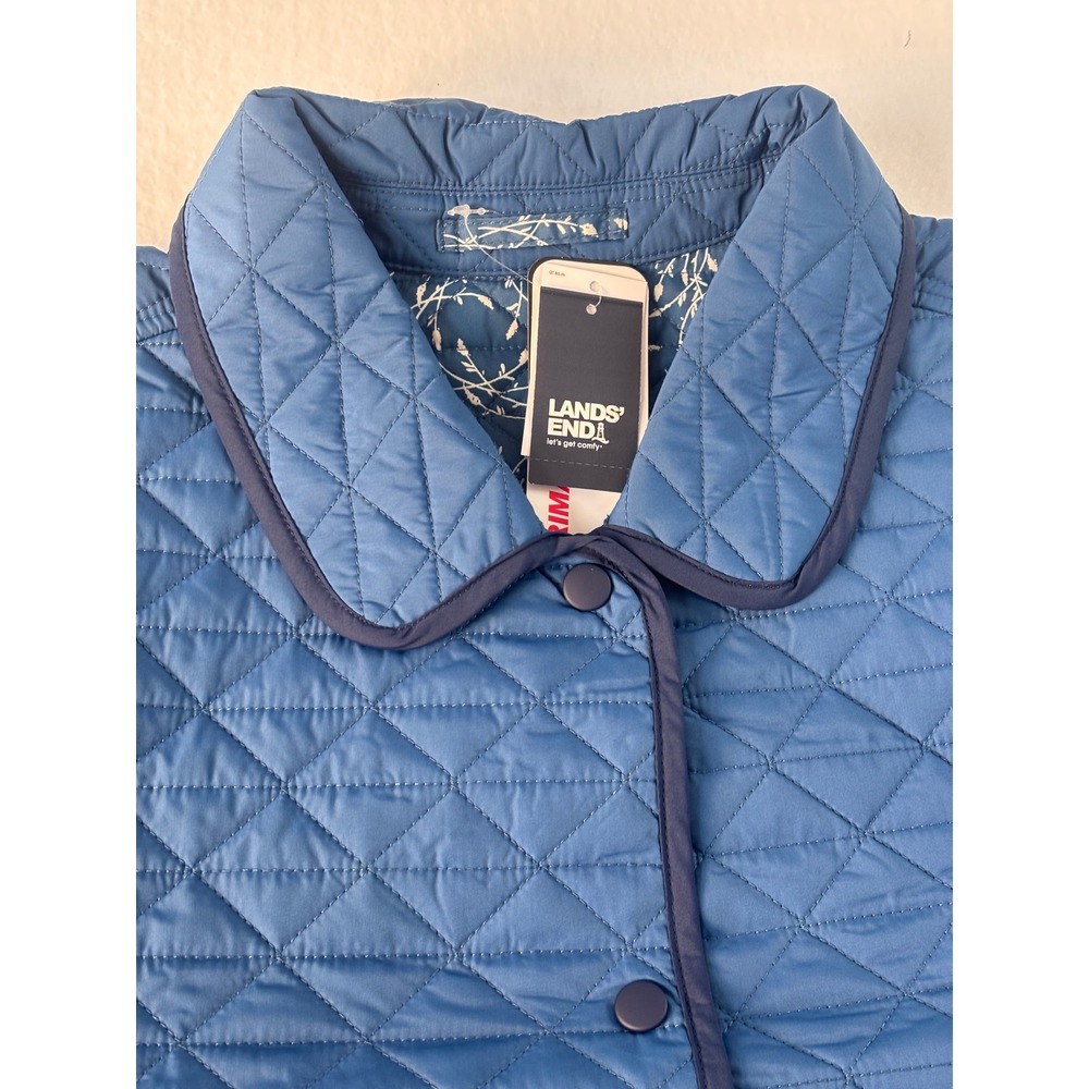 Lands‎ End Womens Quilted Barn Jacket Evening Blue Floral Lining 526060 2X NWT - Picture 2 of 11